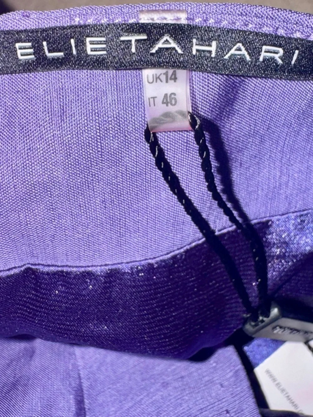 Elie Tahari Kendall Dress 10 Purple Linen Blend‎ Pleated NWT Brunch Wedding Chic